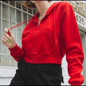 Brandy Melville red cropped zip up
